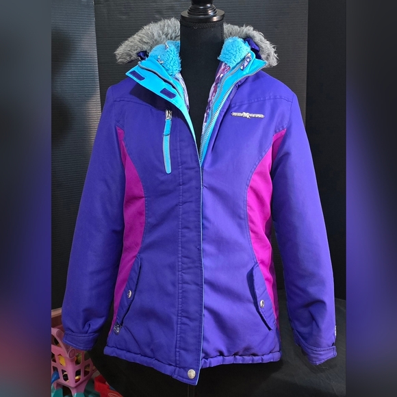 ZeroXposur Girls Size 16 XL Heavyweight Faux Fur Hooded 2 in 1 Jacket / Coat EUC - Picture 5 of 16